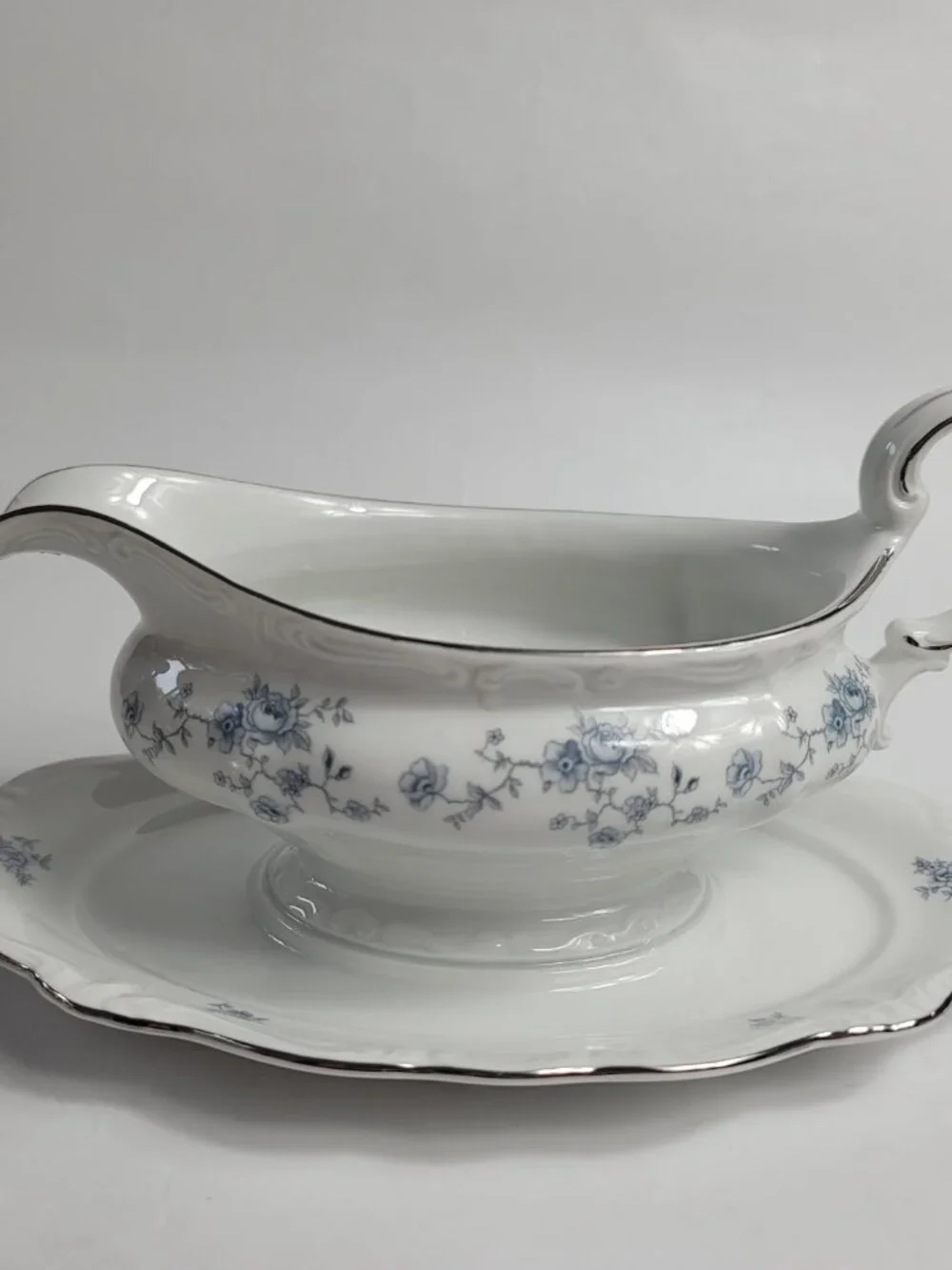 Johann Haviland Blue Garland Gravy Boat White Blue Flowers NEW Old Stock